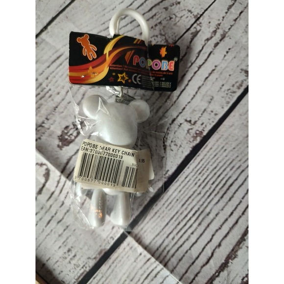 Popobe Bear White With Yellow,red,blue Stars Keychain Backpack Clip New - Picture 3 of 4